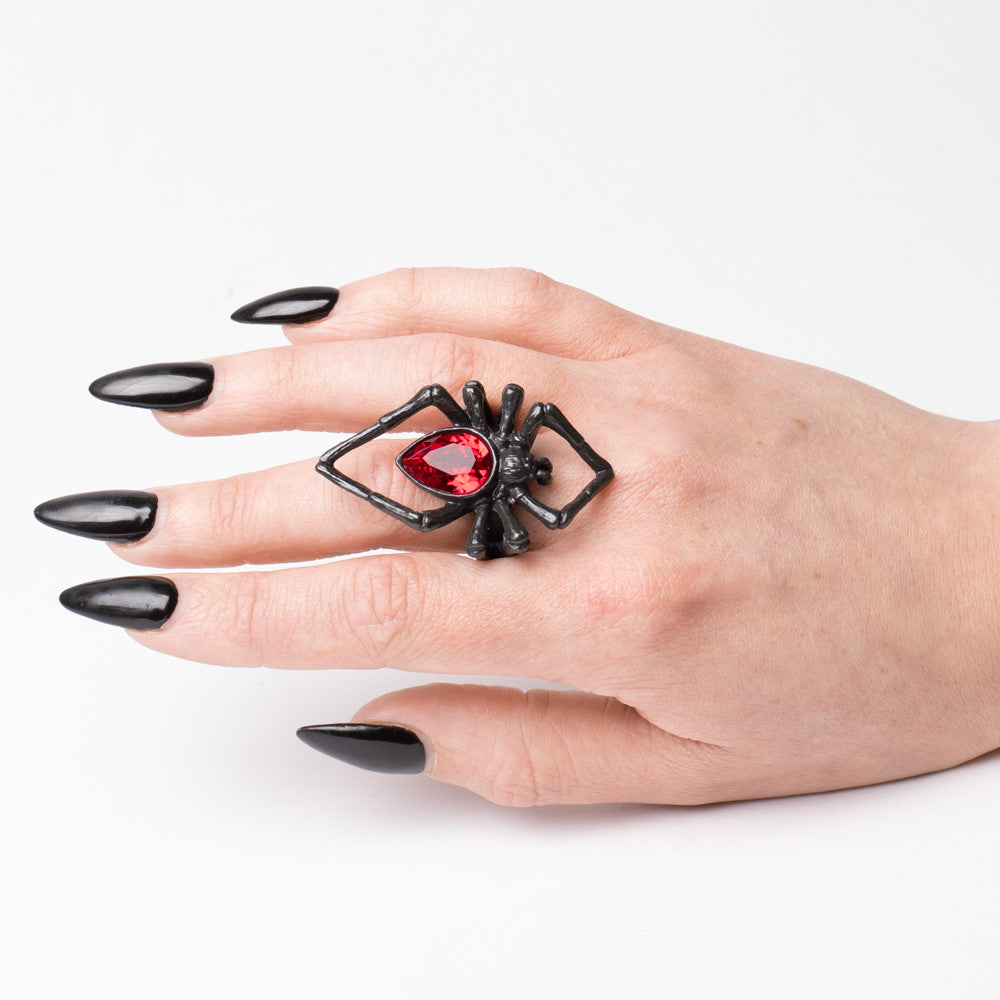 Black Widow Ring on a hand