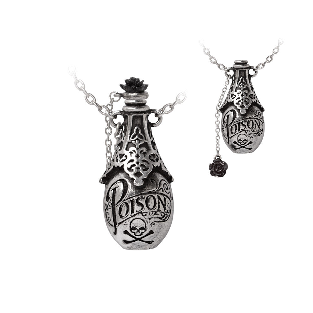 Bottle Pendant With Poison Etching open and closed top