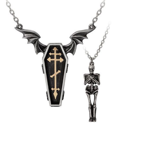 Coffin And Skeleton Couples Necklace