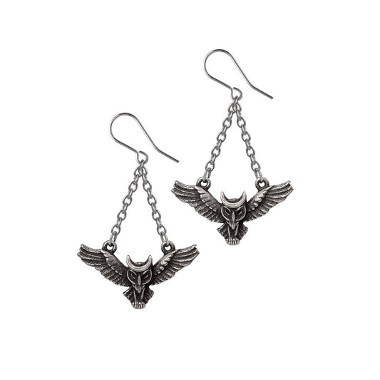 Crescent Moon Owl Earrings
