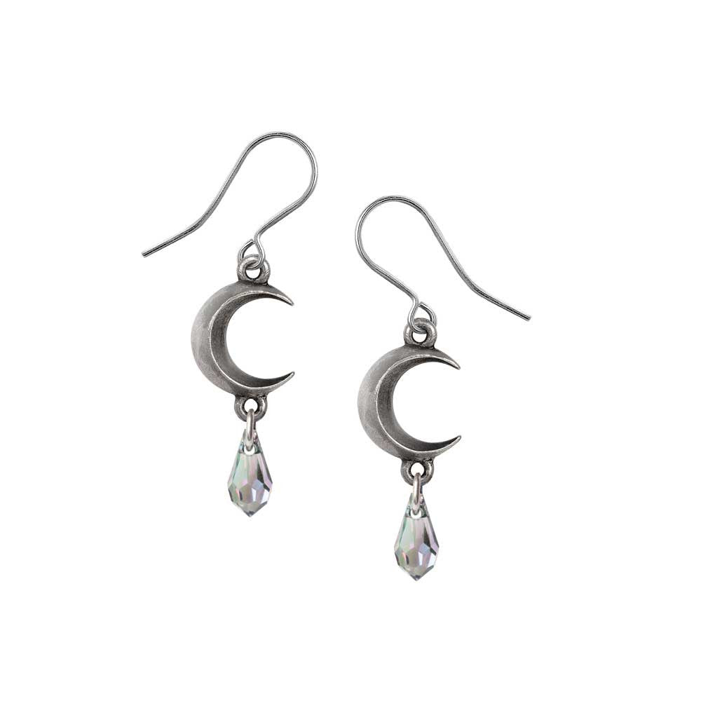 Crystal Drop Moon Earrings