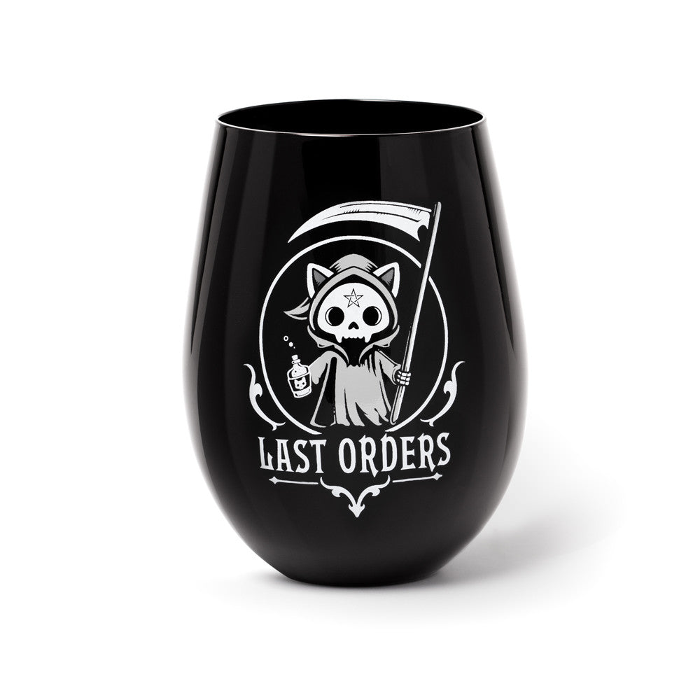 Grim Reaper Cat Last Orders Drinking Glass