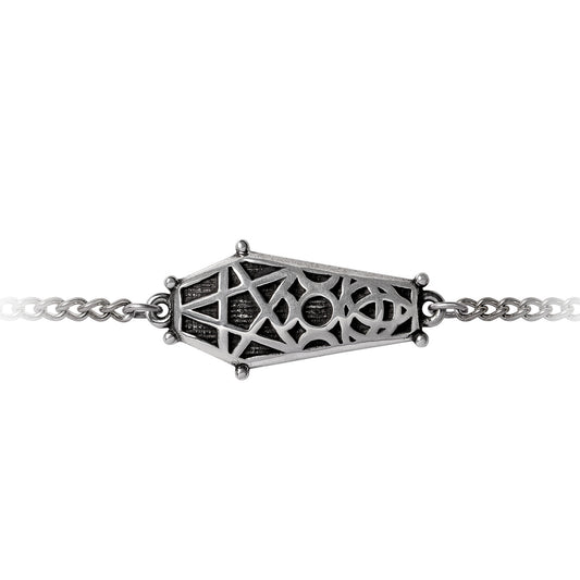 Hex Etched Coffin Chain Wrist Bracelet