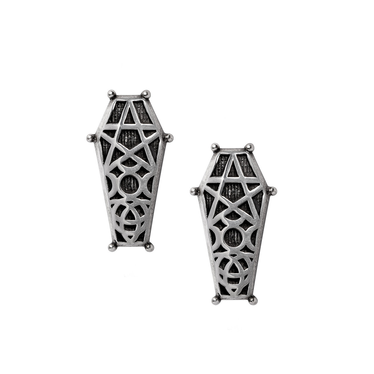 Hex Etched Coffin Earring Studs