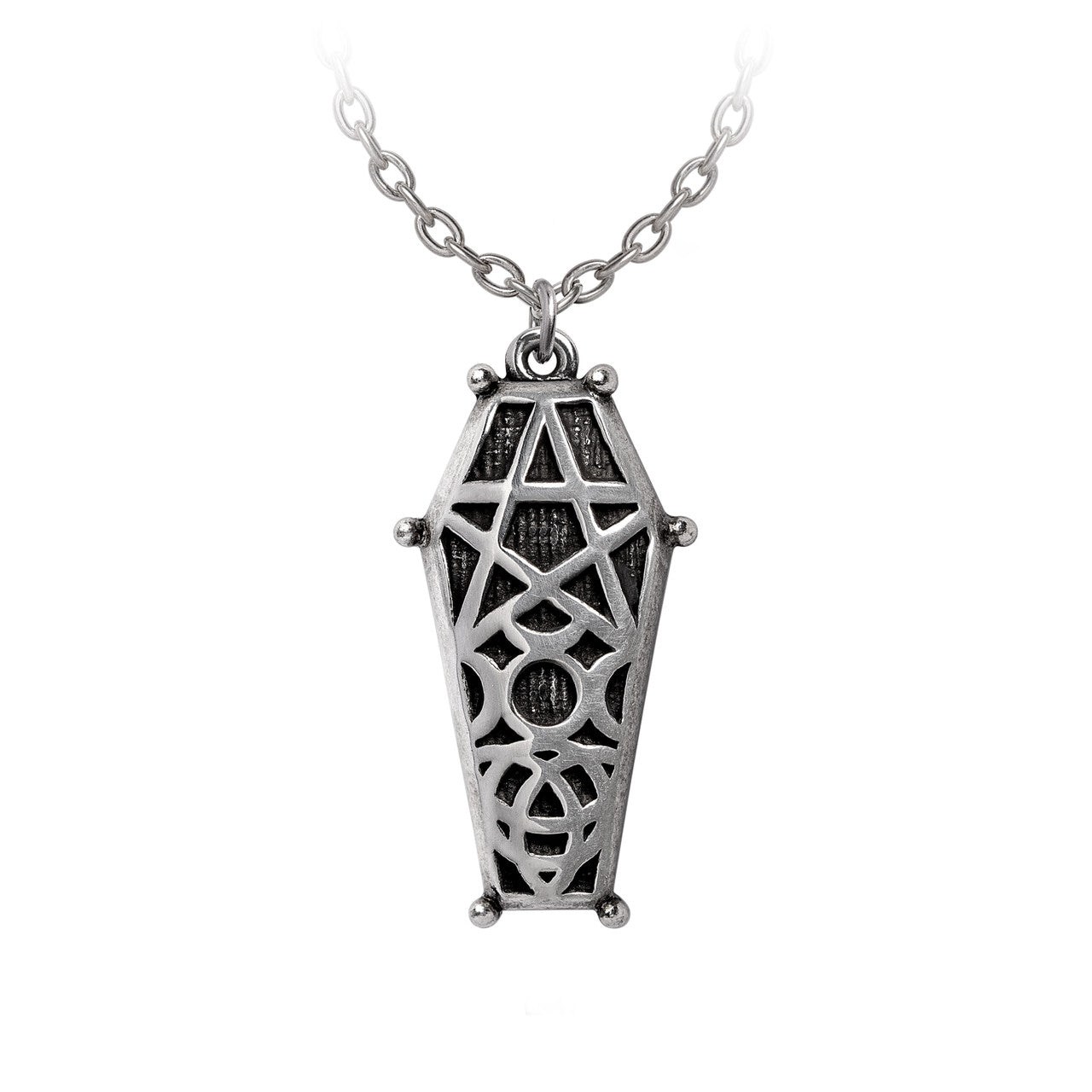 Hex Etched Coffin Pendant