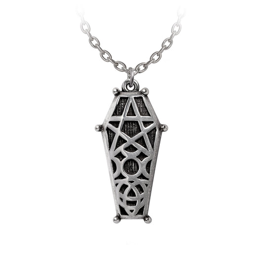 Hex Etched Coffin Pendant