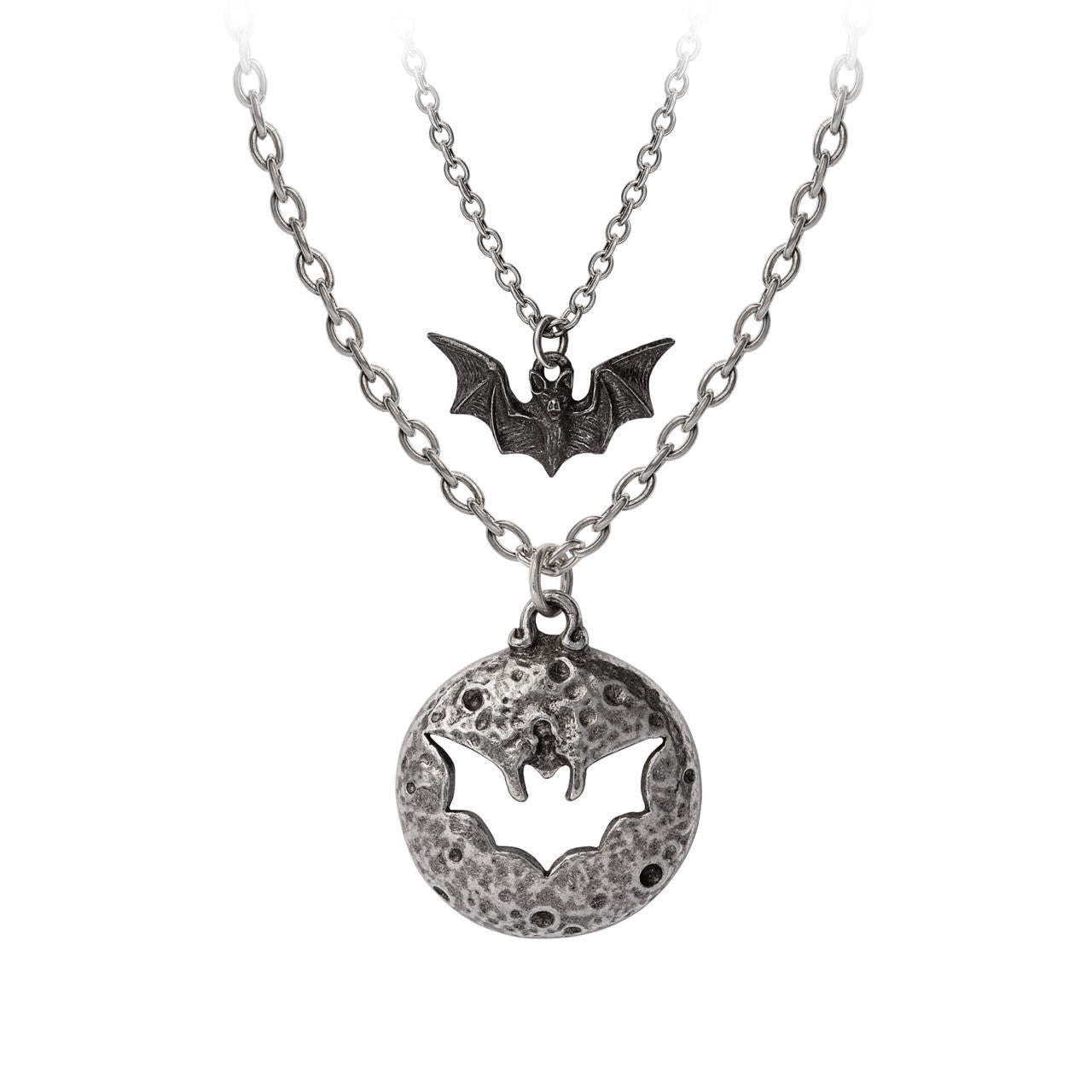 Moon And Bat Couples Necklace