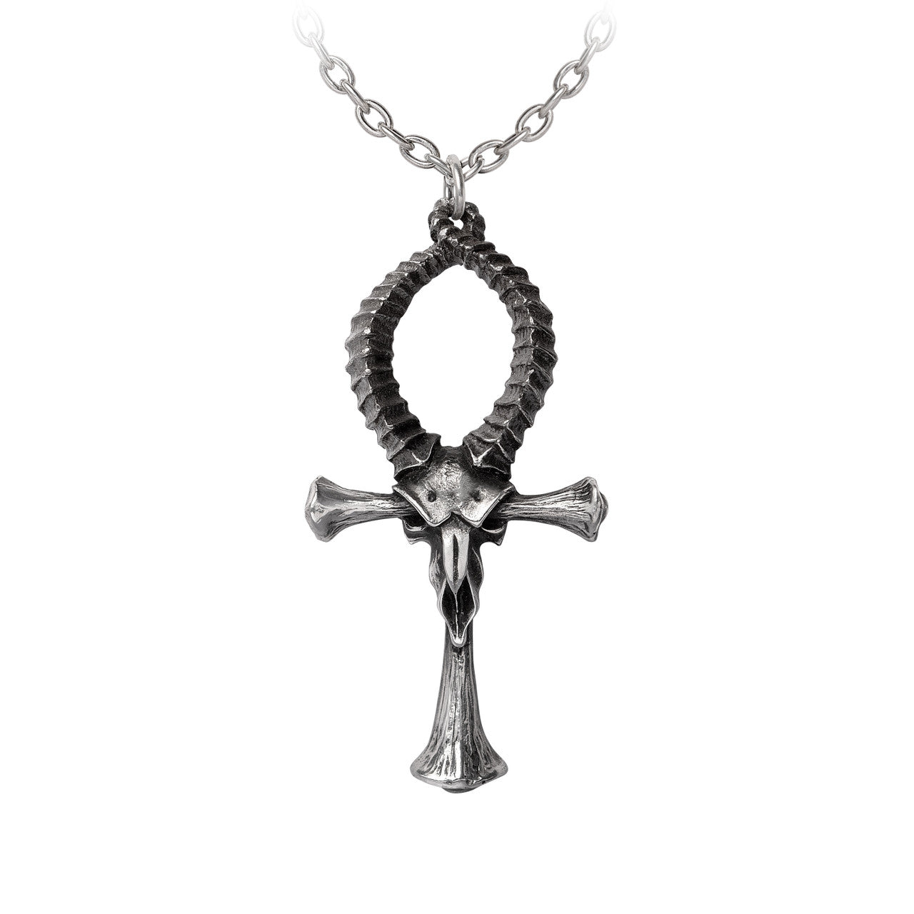 Ram Skull And Bones Ankh Pendant