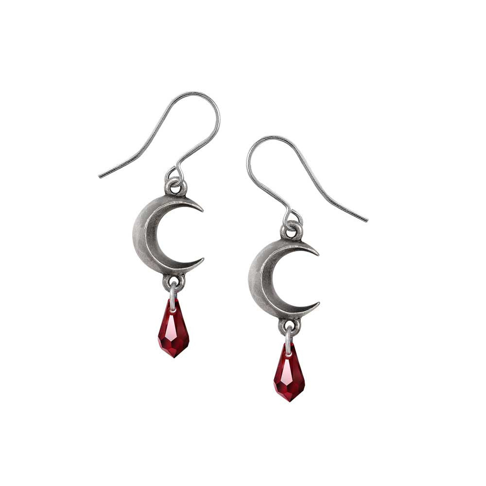 Red Drop Moon Earrings