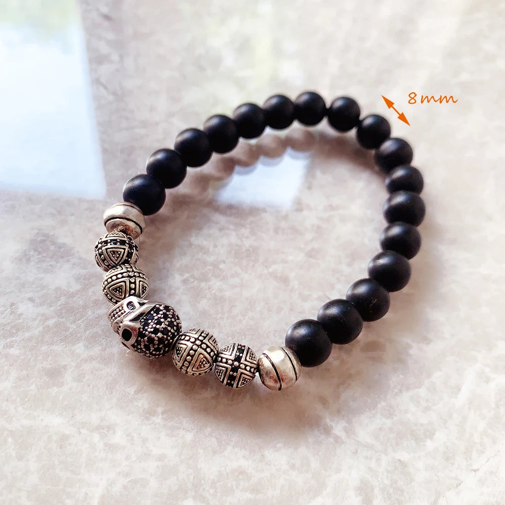 Skull Cross Bead Bracelet