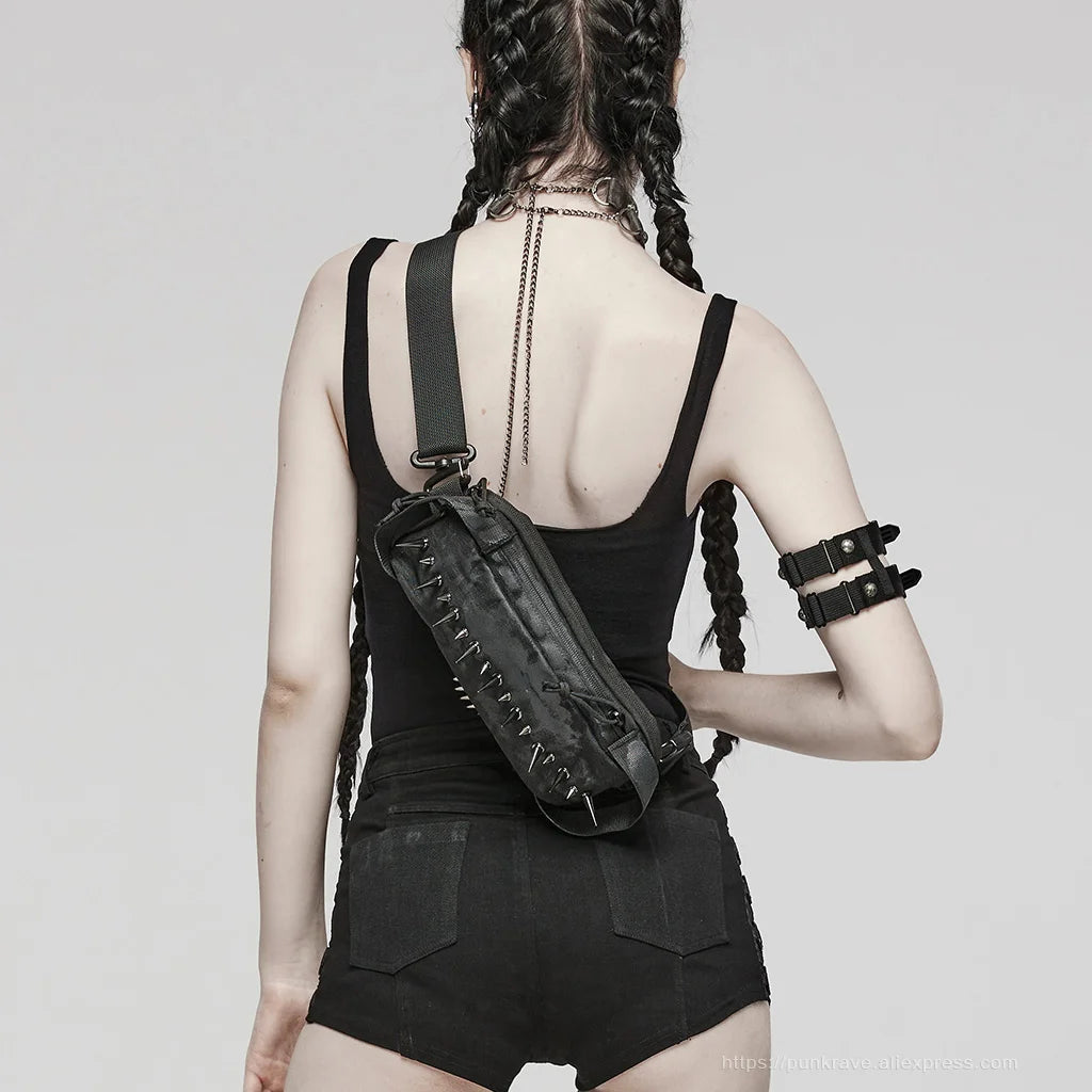 Punk One Shoulder Spiked Cross Body Bag