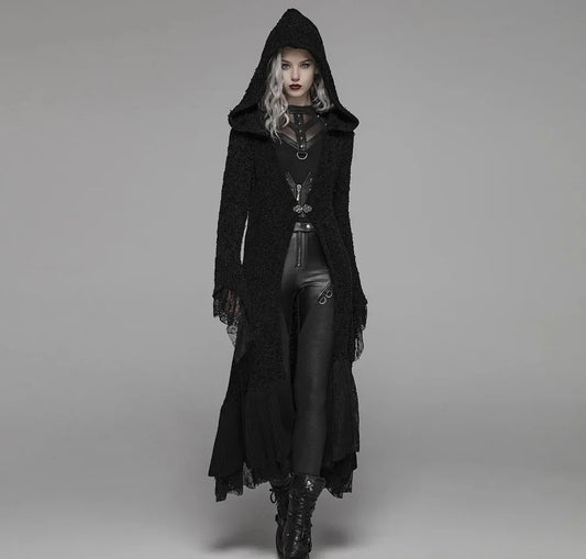 Gothic Retro Long Hooded Woolen Cloak