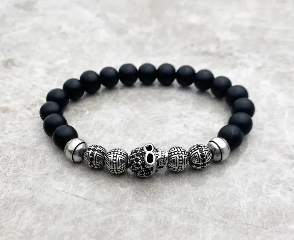 Skull Cross Bead Bracelet