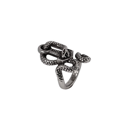 The Coiled Snake Jormungandr Ring