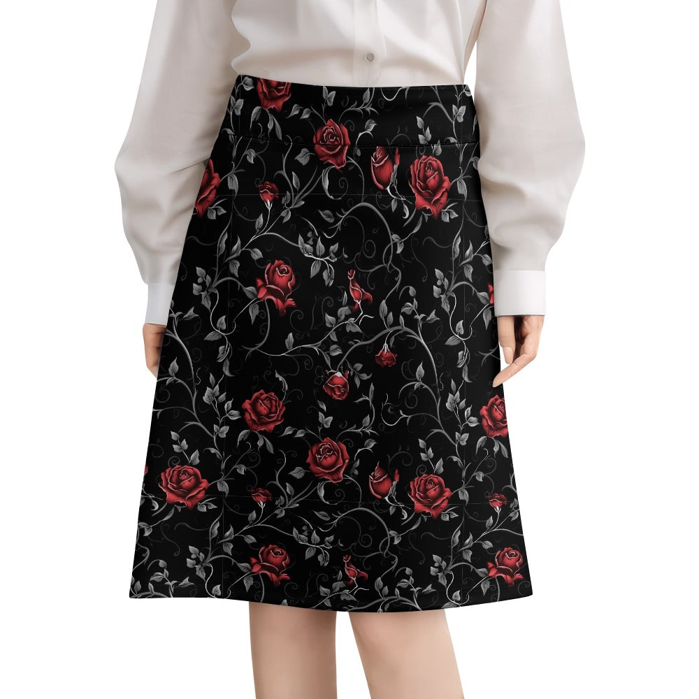 Gothic Roses Zipper Skirt