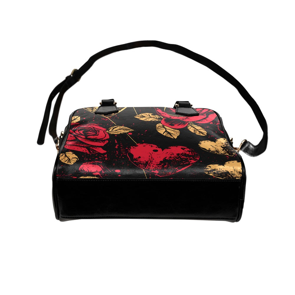 Flowers And Hearts Shoulder Handbag