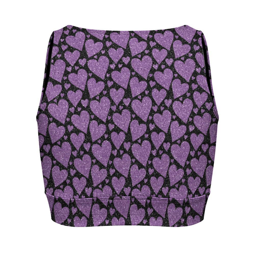 Sparking Purple Hearts Yoga Zipper Vest