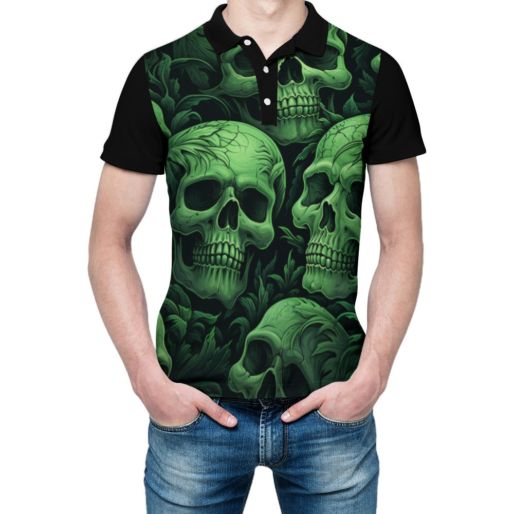 Green Skulls Polo Straight Shirt