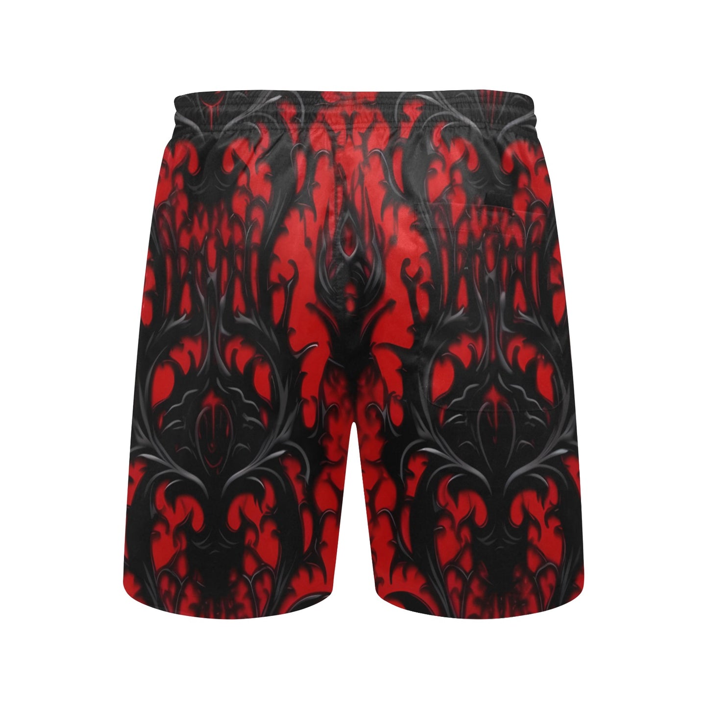 Gothic Red And Black Pattern Beach Shorts