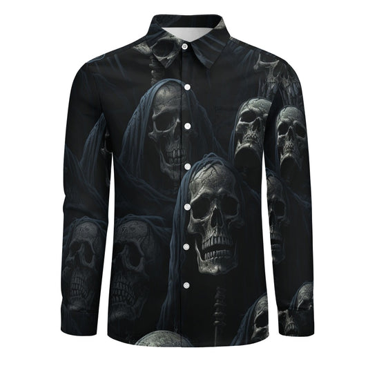 Death Skulls Casual One Pocket Long Sleeve Shirt