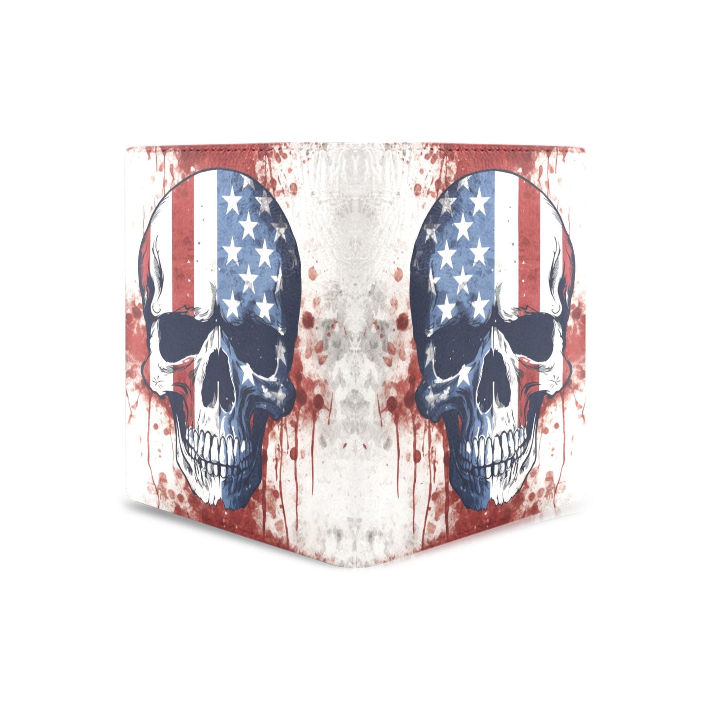 Red White And Blue Skull Leather Wallet