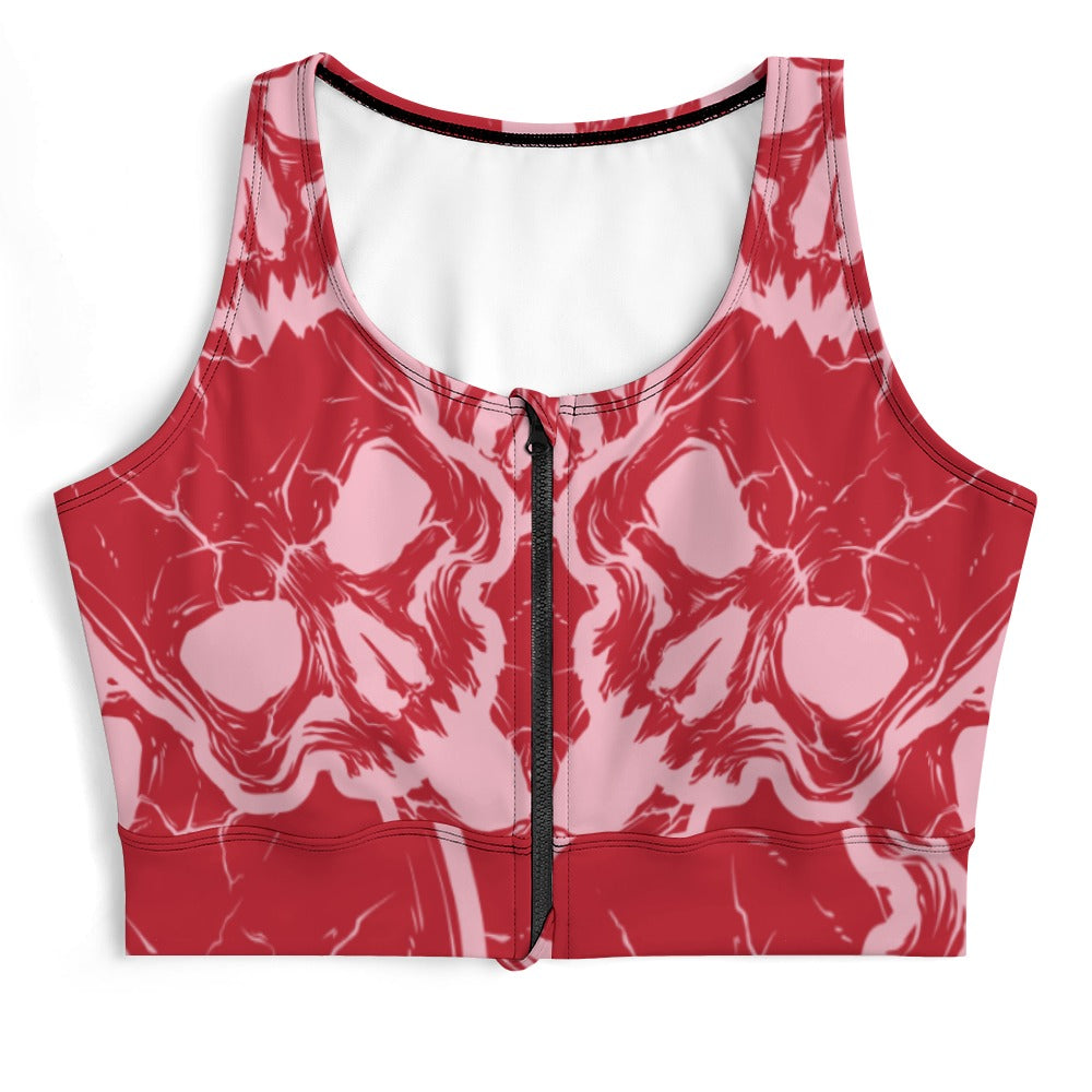 Red Skulls Yoga Zipper Vest