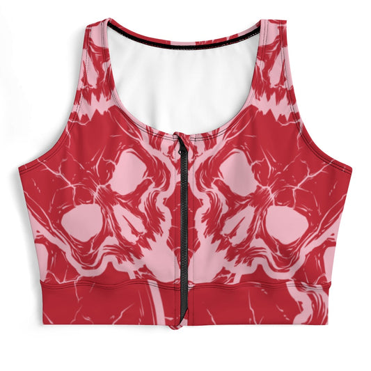 Red Skulls Yoga Zipper Vest