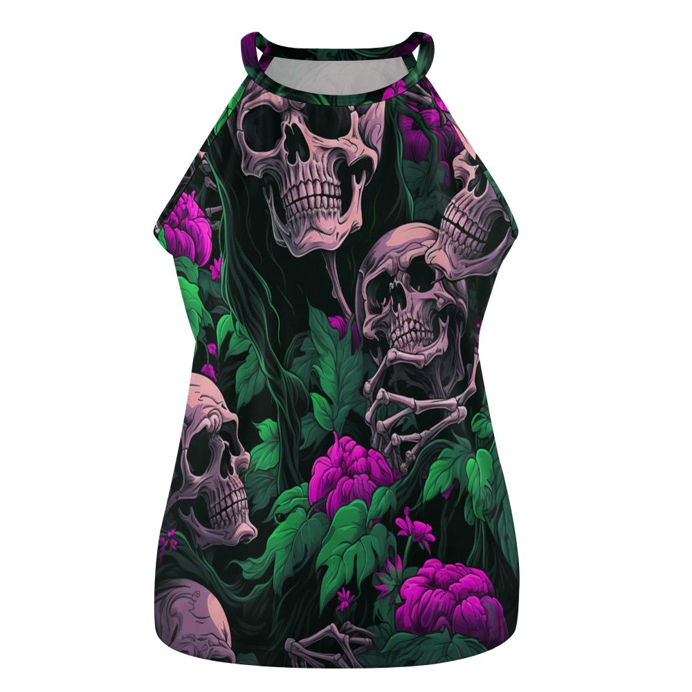 Skulls And Flowers Crew Neck Vest