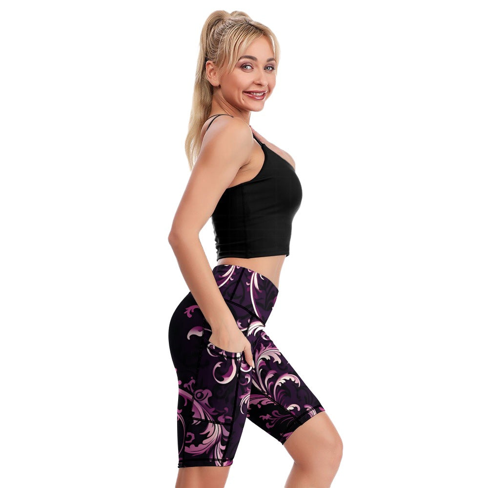 Gothic Purple Design Comfortable Fitness Yoga Shorts