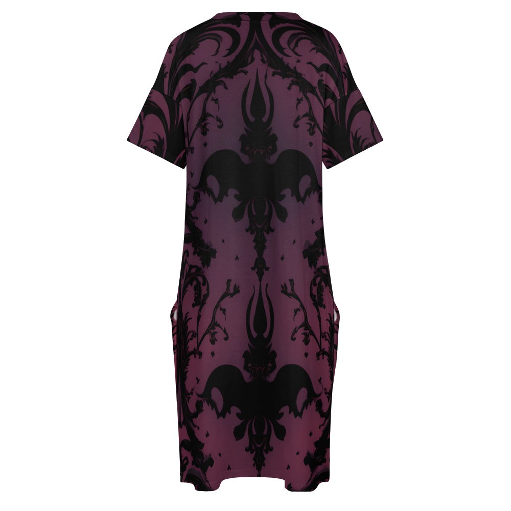 Gothic Purple Loose Dress With Pockets