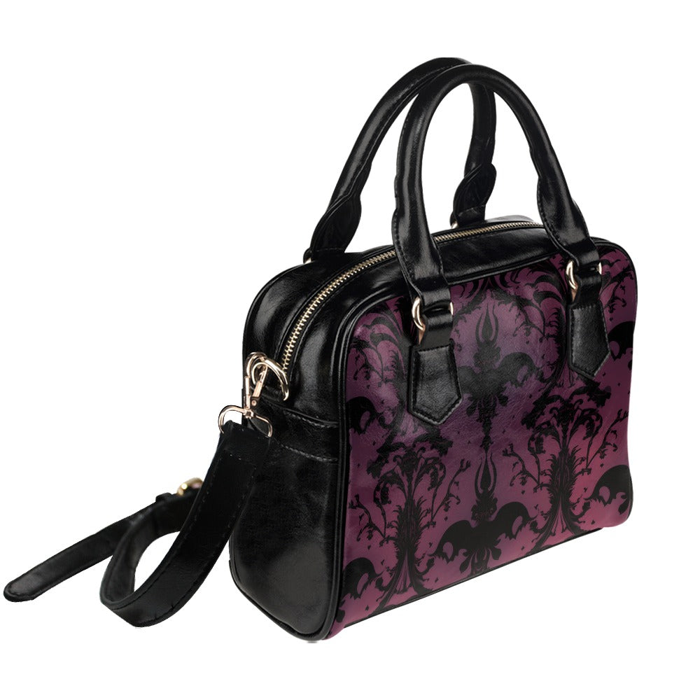 Gothic Purple And Black Patterned Shoulder Handbag