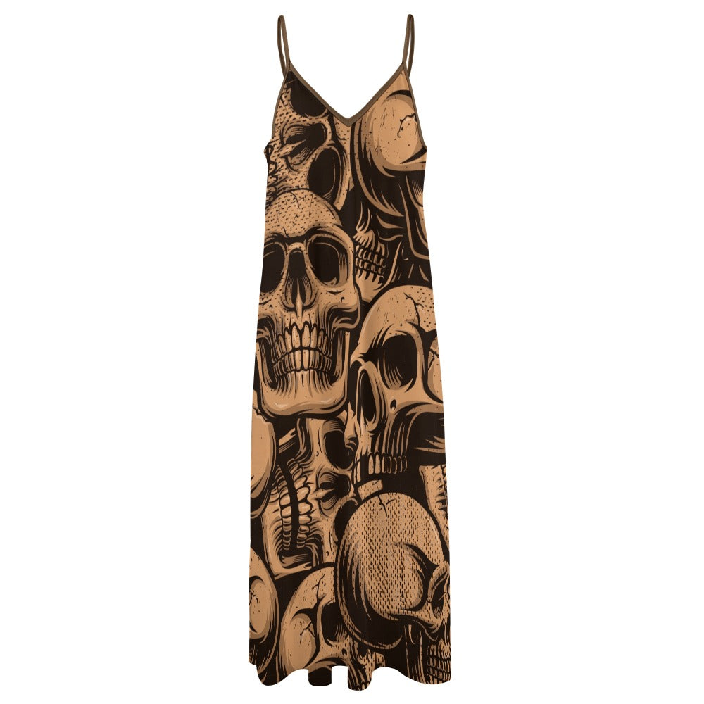 Bronze Skulls Sling Ankle Long Dress