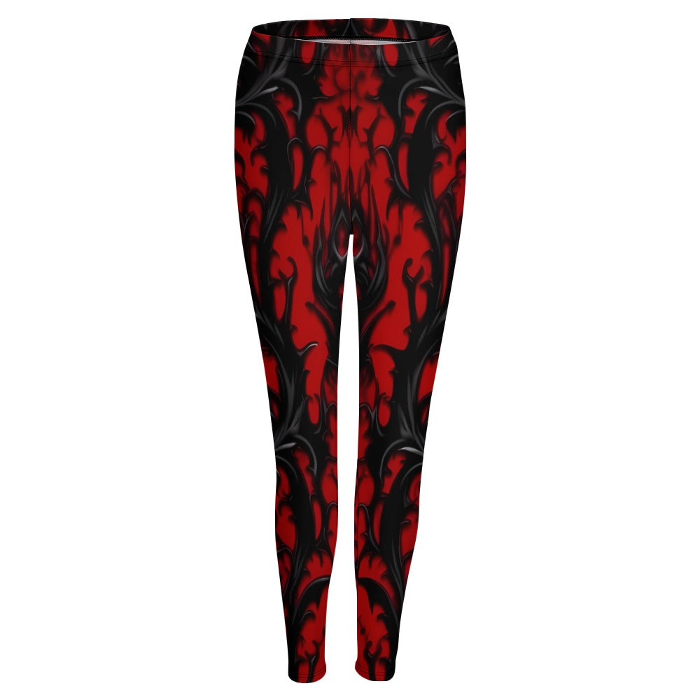 Gothic Red And Black Leggings