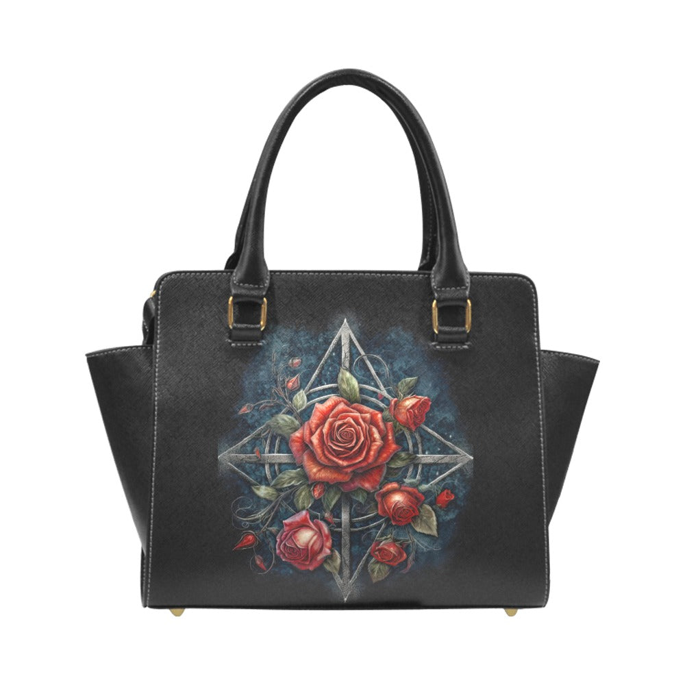 Diamond Roses Rivet Shoulder Handbag