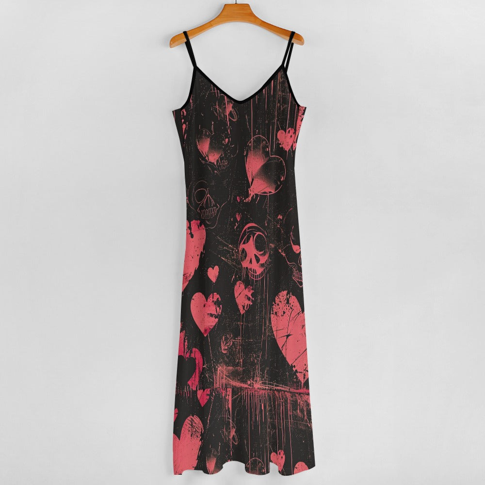 Faded Hearts Sling Ankle Long Dress