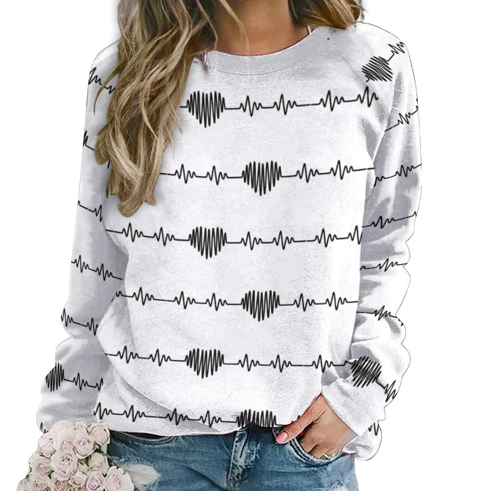 Heart Beat Hearts Raglan Round Neck Sweater