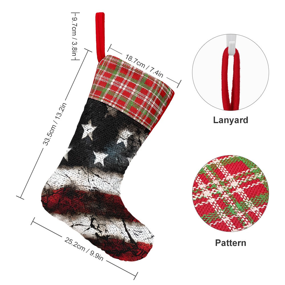 Grunge Red White And Blue Design Christmas Stocking