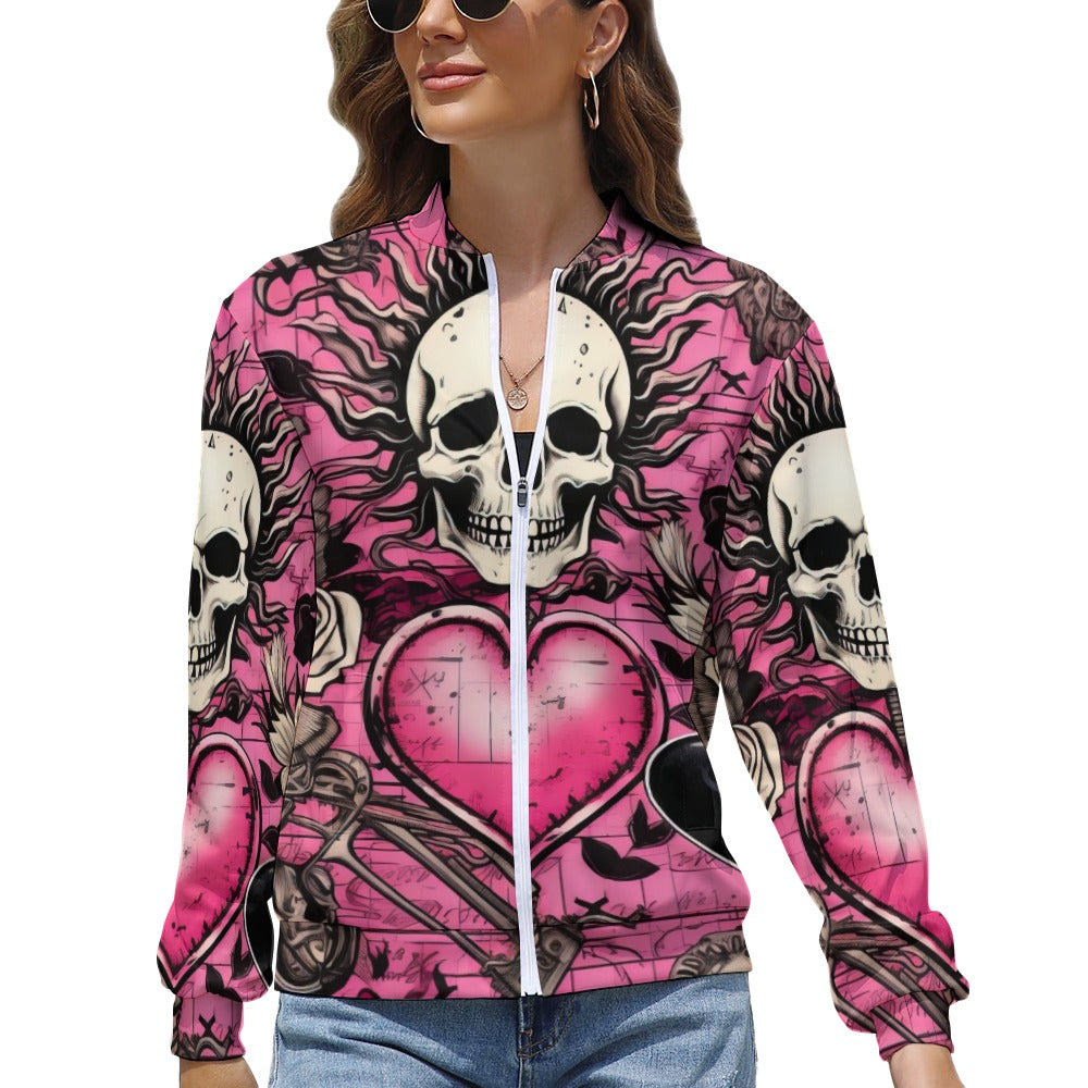 Skull And Heart Gothic Long Sleeve Zipper Jacket