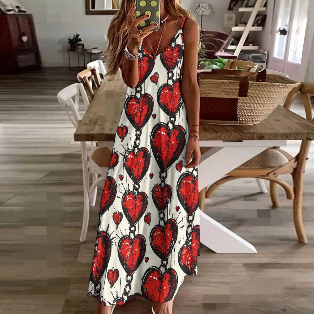 Chained Hearts Sling Ankle Long Dress