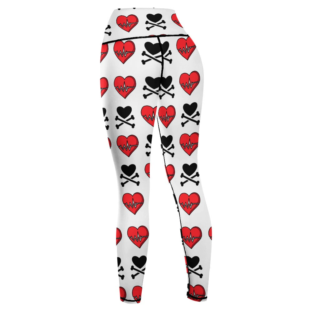 Hearts And Cross Bones Yoga Pants