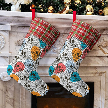 Colorful Skull Design Christmas Stocking