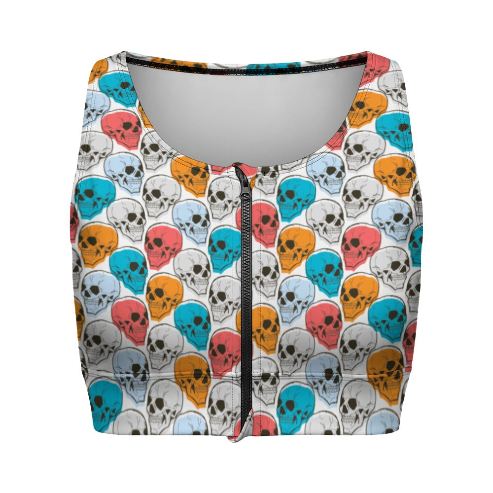 Colorful Skulls Yoga Zipper Vest