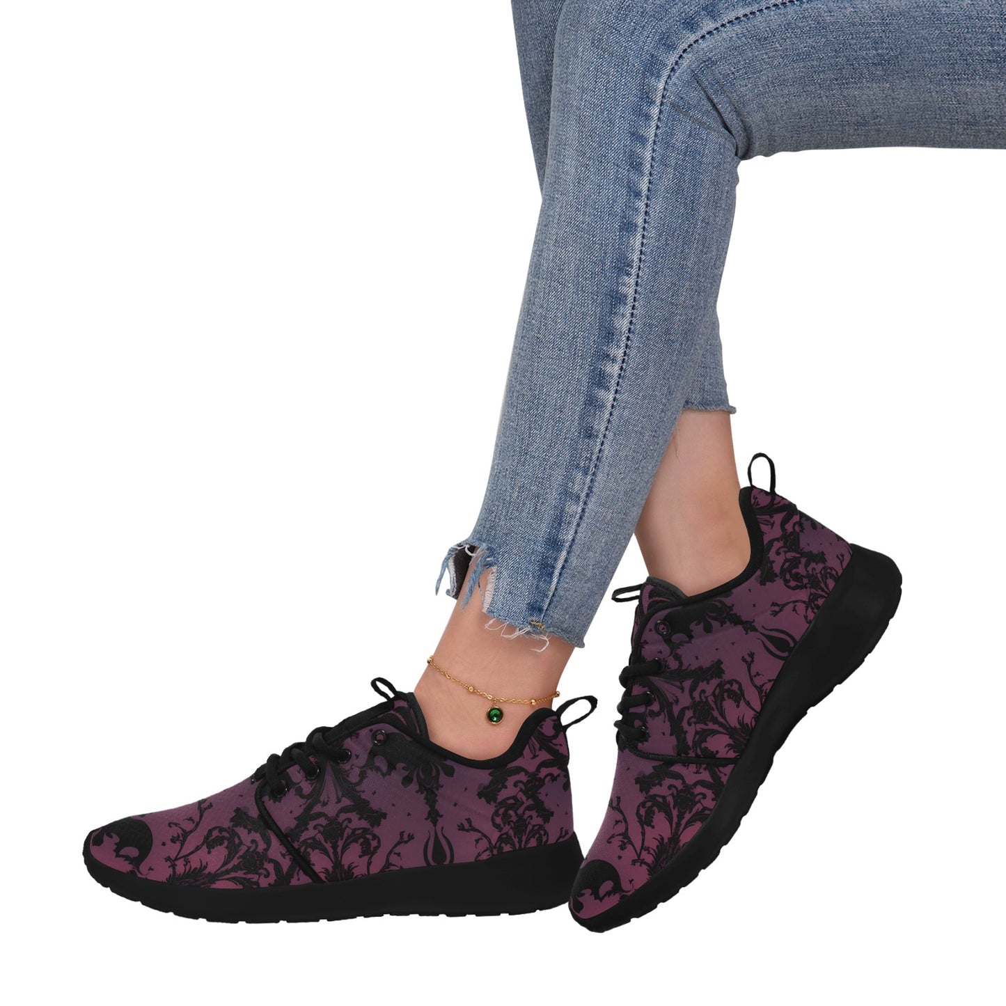 Gothic Purple Design Women's Pull Loop Sneakers