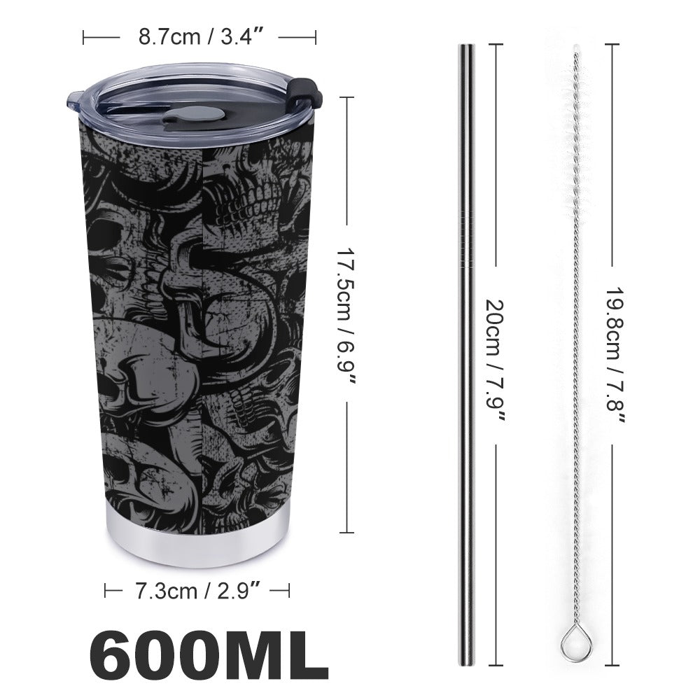 Silver Skull 20 Oz Travel  Mug