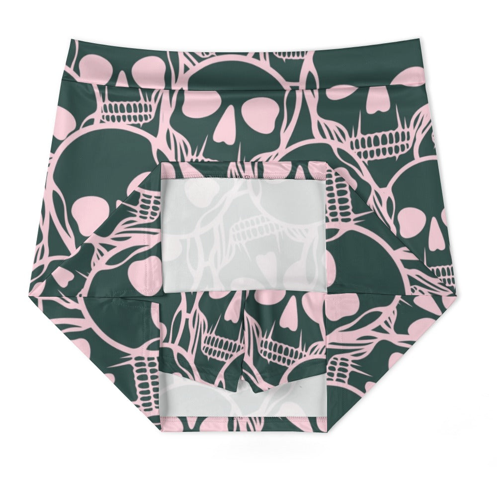 Pink Skulls Skirt Shorts With Pockets