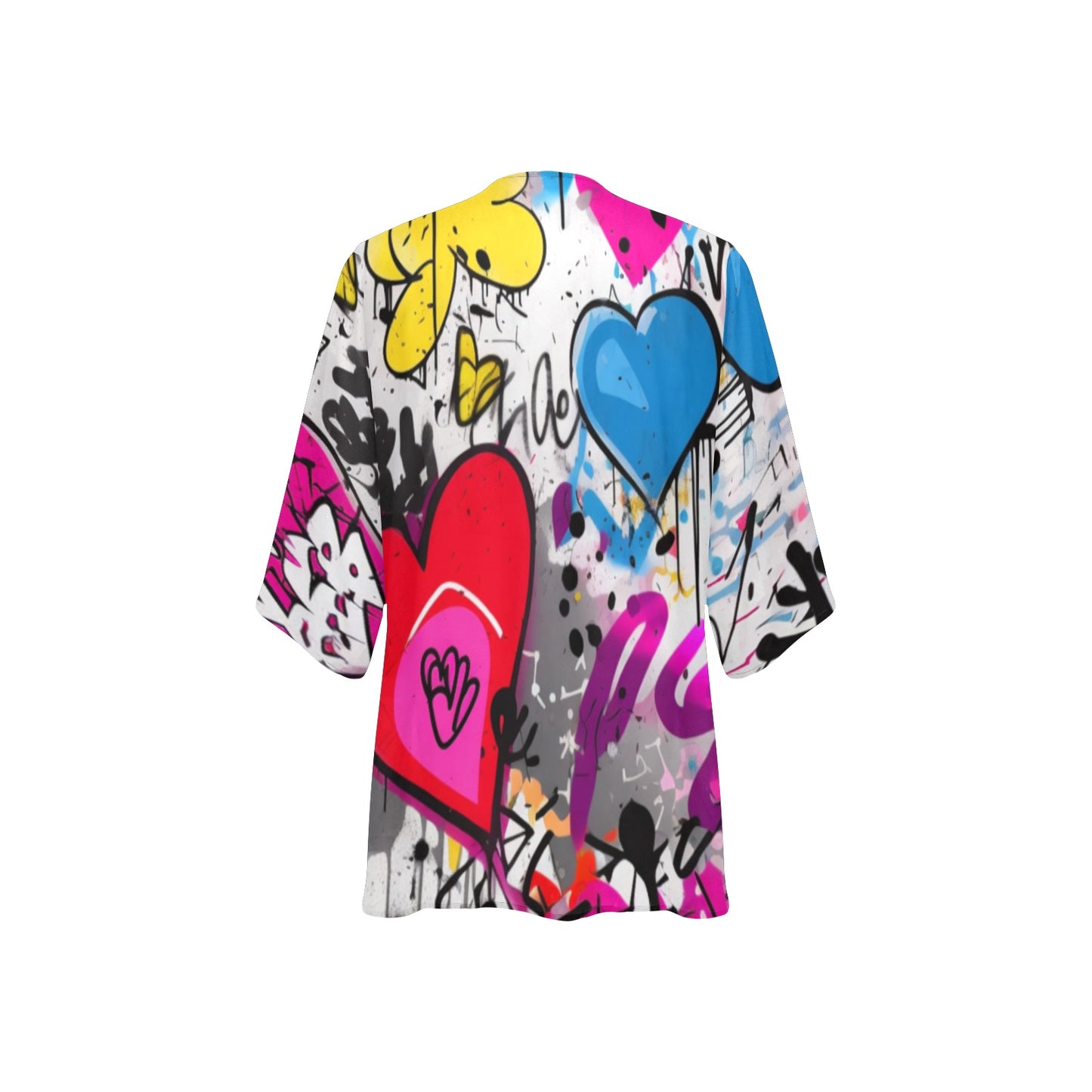 Rebel Graffiti Kimono Chiffon Cover Up