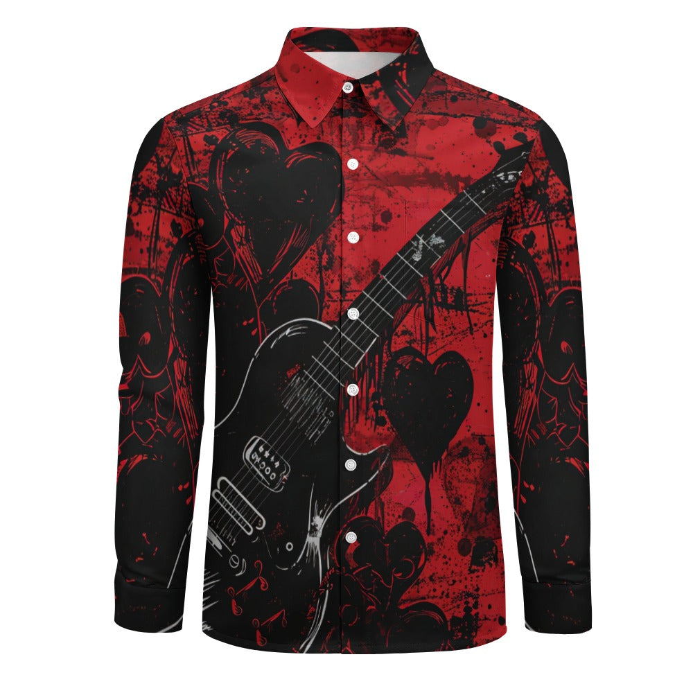 Guitar Love Casual One Pocket Long Sleeve Shirt