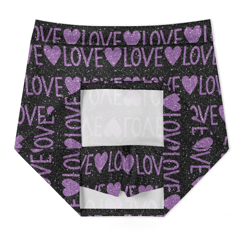 Sparkling Purple Hearts And Love Skirt Shorts With Pockets