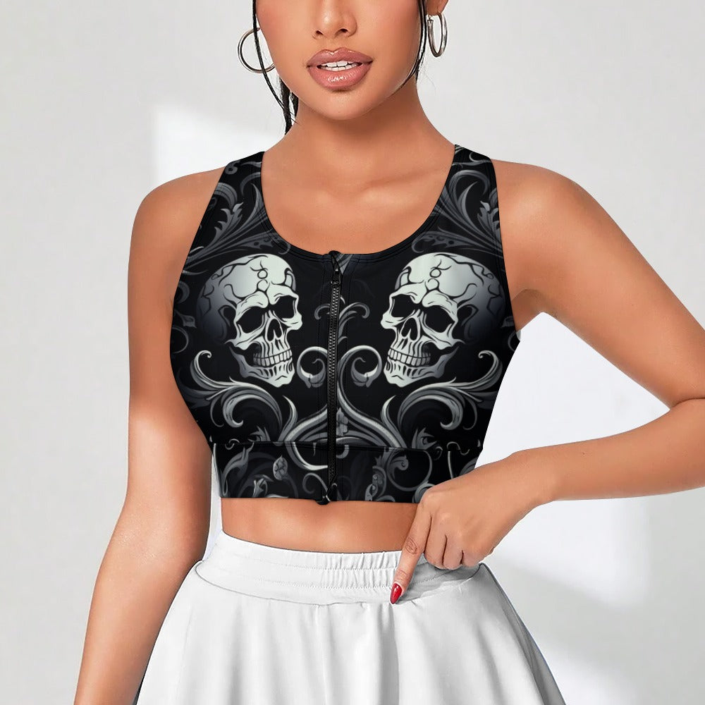 Gothic Skulls Yoga Zipper Vest