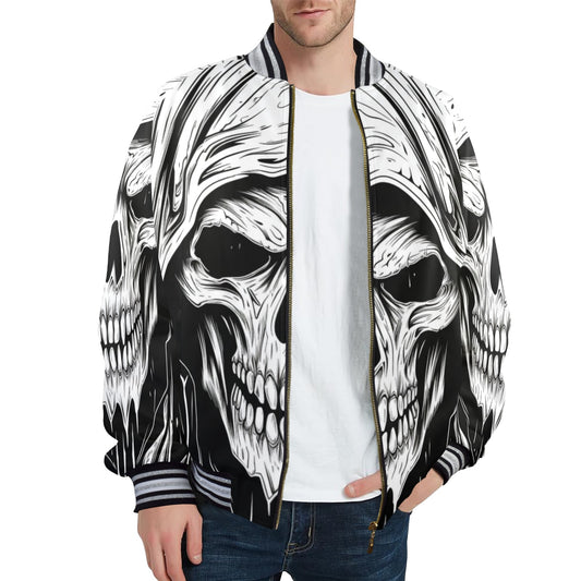 Grim Reaper Striped Trim Bomber Jacket